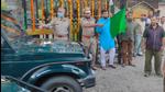 A gypsy fleet being flagged off by the Corbett tiger reserve officials on Friday in Ramnagar area of Nainital district. (HT PHOTO.)