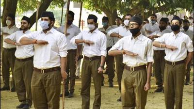 The RSS was established in Nagpur on the day of Vijaydashmi in 1925 by Dr Hedgewar. The Ludhiana chapter celebrated the foundation day on Friday. (Representative photo)