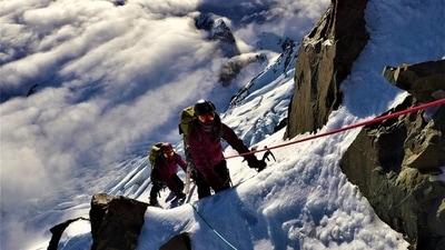 Tashi and Nungshi Malik on a climb in the Swiss Alps in September. (Courtesy: Tashi&Nungshi/Twitter) Tashi and Nungshi Malik on a climb in the Swiss Alps in September. (Courtesy: Tashi&Nungshi/Twitter)