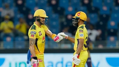 Faf du Plessis and Ruturaj Gaikwad put on 61 runs for the first wicket before the latter was dismissed. (BCCI/IPL)
