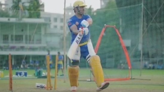 MS Dhoni in CSK nets(Instagram video grab)