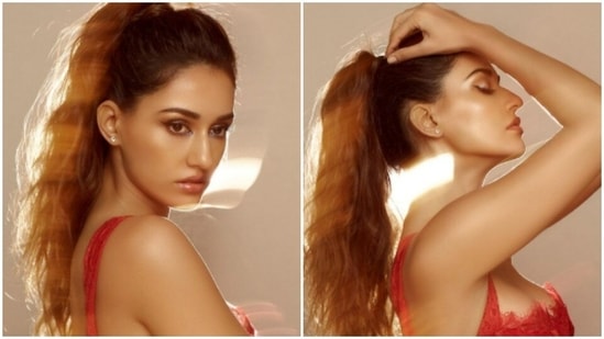 Disha Patani is a work of art in a laced-red corset top(Instagram/@dishapatani)