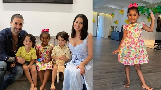 Sunny Leone and Daniel Weber with their kids, Nisha, Noah and Asher.&nbsp;