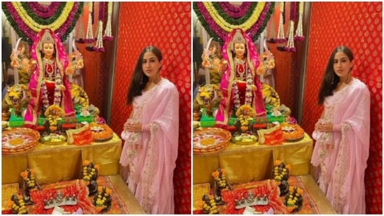 Dussehra 2021: Sara sets fashion goals in a pink and silver traditional attire