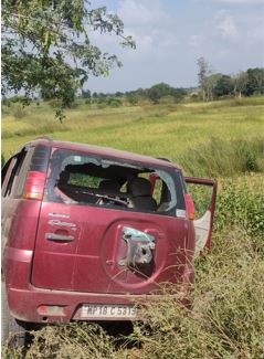 The car which rammed into the religious procession was found deserted, at a distance. The car which rammed into the religious procession was found deserted, at a distance. 