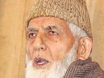 SRINAGAR ---10JAN 2011----- Chairman of the hardline faction of the All Party Hurriyat Conference Syed Ali Shah Geelani addressing a press conference at his residence in Srinagar on Monday..(.HT PHOTO/ WASEEM ANDRABI) (Hindustan Times)