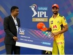 CSK batsman Ruturaj Gaikwad receives the prize for scoring most runs in IPL 2021(iplt20.com)