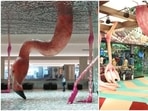 The Bigg Boss 15 house includes a giant flamingo installation. The Bigg Boss 15 house includes a giant flamingo installation.