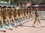 Newly commissioned officers of ITBP marching a passing out parade at ITBP campus in Mussoorie, India.(HT Photo / File)