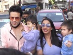 Kashmera Shah and Krushna Abhishek with their kids. Kashmera Shah and Krushna Abhishek with their kids.