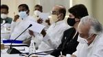 Congress leader Priyanka Gandhi Vadra with other leaders during the CWC Meeting at AICC in New Delhi on Saturday. (HT PHOTO.) Congress leader Priyanka Gandhi Vadra with other leaders during the CWC Meeting at AICC in New Delhi on Saturday. (HT PHOTO.)