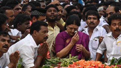 Former AIADMK leader V K Sasikala during her visit to Jayalalithaa memorial in Chennai on Saturday. (AFP) Former AIADMK leader V K Sasikala during her visit to Jayalalithaa memorial in Chennai on Saturday. (AFP)