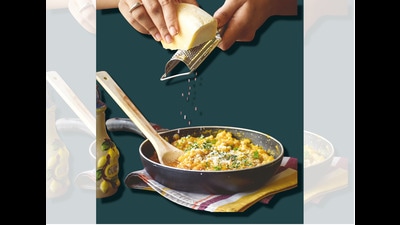 The concept of both risotto and kichdi is the same—raw rice cooked and another significant element, cooked with a fluid consistency that allows every grain to remain separate (Natasha Celmi) The concept of both risotto and kichdi is the same—raw rice cooked and another significant element, cooked with a fluid consistency that allows every grain to remain separate (Natasha Celmi)