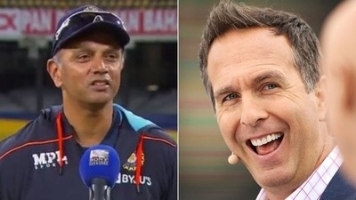 Vaughan reacts to news of Rahul Dravid taking over as India coach (HT Collage) Vaughan reacts to news of Rahul Dravid taking over as India coach (HT Collage)