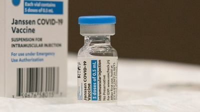 A vial of the Johnson & Johnson Covid-19 vaccine is displayed at South Shore University hospital in Bay Shore, New York. (File Photo / AP) A vial of the Johnson & Johnson Covid-19 vaccine is displayed at South Shore University hospital in Bay Shore, New York. (File Photo / AP)
