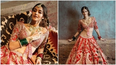 Ananya Panday, in red and gold, slays bridal fashion goals (Instagram/@ananyapanday) Ananya Panday, in red and gold, slays bridal fashion goals (Instagram/@ananyapanday)