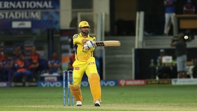 MS Dhoni hitting the winnings runs against Delhi Capitals. (IPLT20) MS Dhoni hitting the winnings runs against Delhi Capitals. (IPLT20)