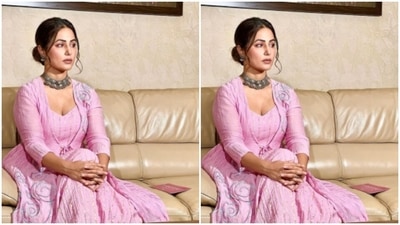 Hina decked up for Dussehra in an ethnic ensemble from Aari India and looked absolutely stunning. (Instagram/@realhinakhan) Hina decked up for Dussehra in an ethnic ensemble from Aari India and looked absolutely stunning. (Instagram/@realhinakhan)