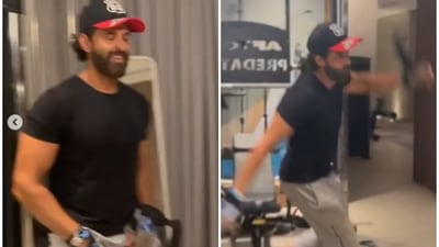 Hrithik Roshan shared a fun video from the gym. Hrithik Roshan shared a fun video from the gym.