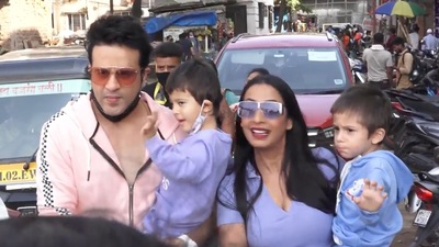 Kashmera Shah and Krushna Abhishek with their kids. Kashmera Shah and Krushna Abhishek with their kids.