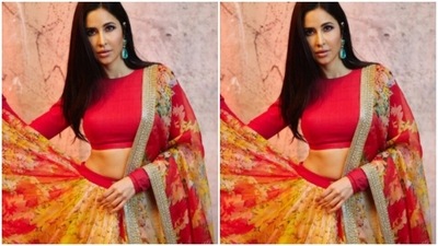 Katrina accessorised her look for the day with statement earrings from the house of Sabyasachi Mukherjee. (Instagram/@katrinakaif) Katrina accessorised her look for the day with statement earrings from the house of Sabyasachi Mukherjee. (Instagram/@katrinakaif)
