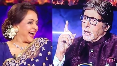 Amitabh Bachchan hosted his Sholay co-star Hema Malini on KBC. Amitabh Bachchan hosted his Sholay co-star Hema Malini on KBC. 