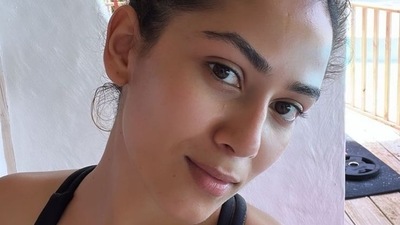 Even on the holiday, she has not given workout a break. Even on the holiday, she has not given workout a break.