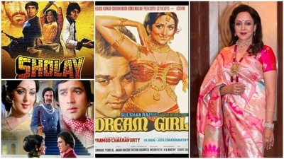 Hema Malini was born in Tamil Nadu to a Brahmin family. She made her acting debut with the 1963 Tamil film Idhu Sathiyam. Hema Malini's Bollywood debut Pandava Vanavasam (1961) and her second film Idhu Sathiyam (1962) did very well at the Box Office. On Hema Malini's birthday, here are six unmissable iconic movies of the 'Dream Girl.' (Instagram/@dreamgirlhemamalini) Hema Malini was born in Tamil Nadu to a Brahmin family. She made her acting debut with the 1963 Tamil film Idhu Sathiyam. Hema Malini's Bollywood debut Pandava Vanavasam (1961) and her second film Idhu Sathiyam (1962) did very well at the Box Office. On Hema Malini's birthday, here are six unmissable iconic movies of the 'Dream Girl.' (Instagram/@dreamgirlhemamalini)