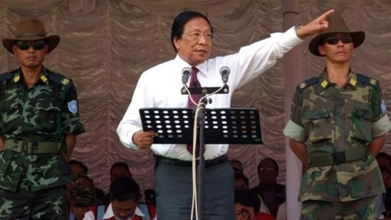 File photo: NSCN-IM leader Thuingaleng Muivah with others. (Sourced photo)