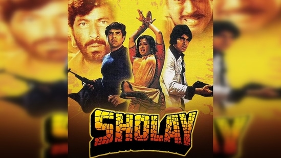 Sholay: This iconic 1975 film which starred Bollywood A-listers like Hema Malini, Dharmendra, Amitabh Bachchan, Jaya Bachchan, Amjad Khan became an all-time blockbuster. In the film, Hema Malini played the role of Basanti, who was Veeru's (Dharmendra) love interest.(Film poster)