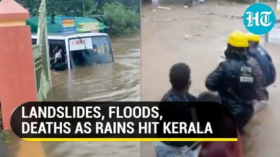 Watch: Bus half-submerged in flood water; car pulled out with rope | Kerala rain