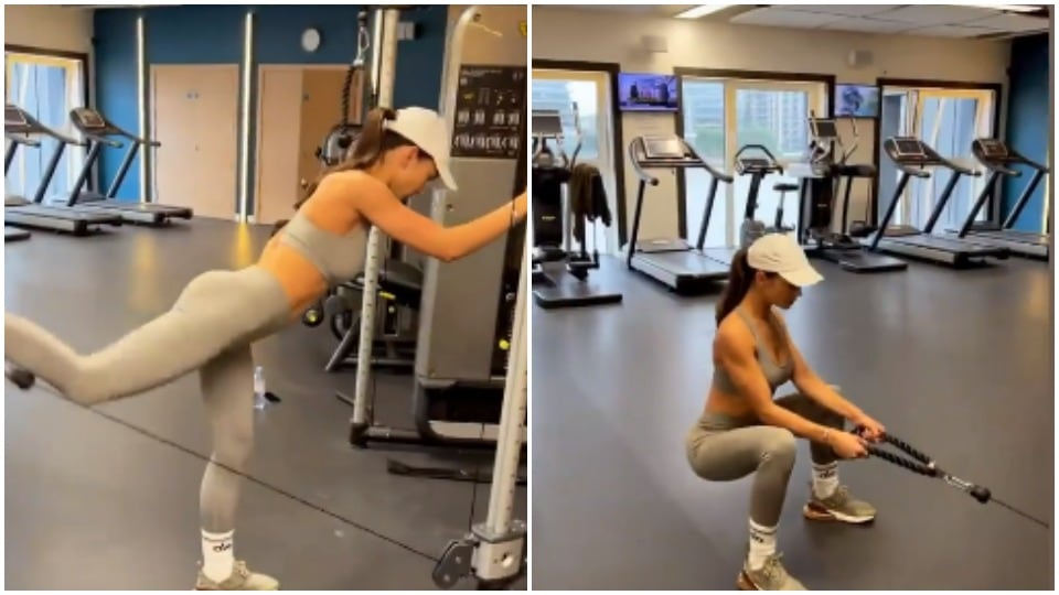 Amy Jackson in the gym.(Instagram/@iamamyjackson) Amy Jackson in the gym.(Instagram/@iamamyjackson)