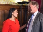 File photo of UK home secretary Priti Patel with MP David Amess, who was stabbed to death on Friday (twitter.com/pritipatel)