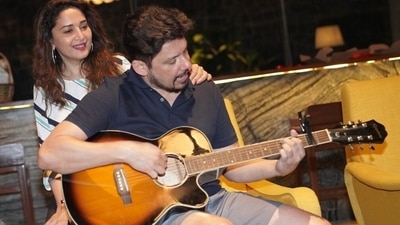 Madhuri Dixit said one of her best ways to unwind is to jam with her husband Dr Shriram Nene. Madhuri Dixit said one of her best ways to unwind is to jam with her husband Dr Shriram Nene. 