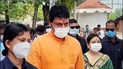 Tripura chief minister Biplab Kumar Deb dialled the Indian High Commissioner in Dhaka to ask about the violence and vandalism in Bangladesh against members of the minority community. (PTI PHOTO.) Tripura chief minister Biplab Kumar Deb dialled the Indian High Commissioner in Dhaka to ask about the violence and vandalism in Bangladesh against members of the minority community. (PTI PHOTO.)