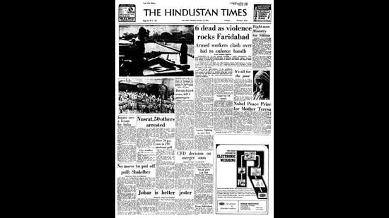 A screengrab of the Hindustan Times on October 18, 1979.