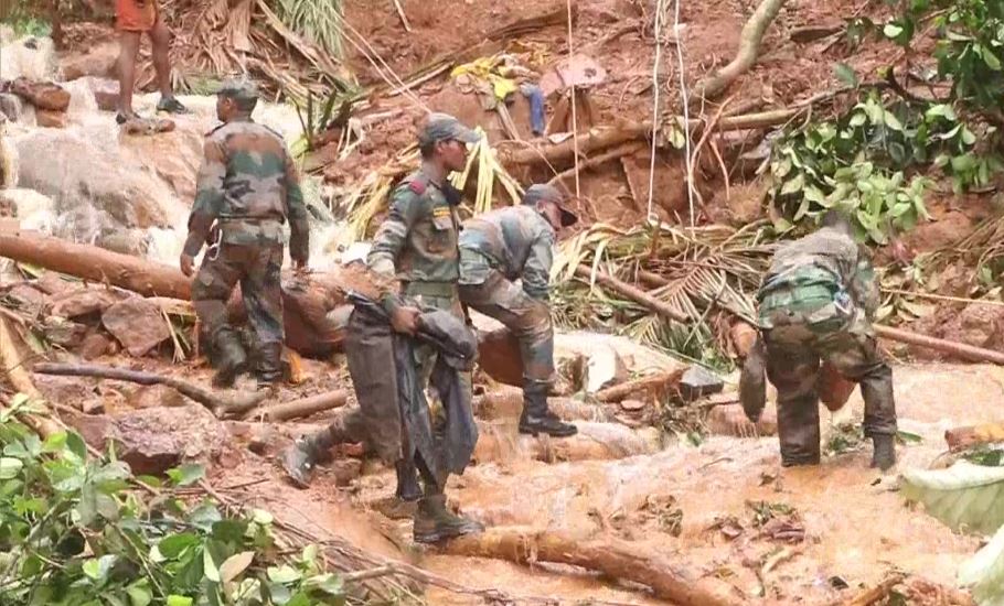 Three more bodies were recovered from debris of landslides triggered by rainfall in Koottikkal in Kottayam district on October 17, 2021. (ANI Photo)