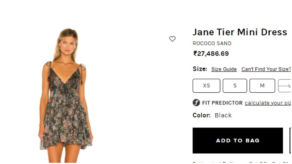 The dress is priced at ₹27,486 in the designer house's official website.(https://www.revolve.com/)