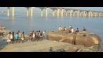 Construction of pontoon bridges underway on the banks of Sangam in Prayagraj for the Magh Mela. (HT photo)