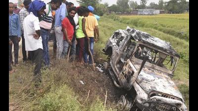 The other three arrested people -- Shishupal of Lakhimpur Kheri, Nandan Singh of Lucknow and Satya Prakash Tripathi of Kaushambi -- were present in the remaining vehicles which were part of the convo (File Photo) The other three arrested people -- Shishupal of Lakhimpur Kheri, Nandan Singh of Lucknow and Satya Prakash Tripathi of Kaushambi -- were present in the remaining vehicles which were part of the convo (File Photo)
