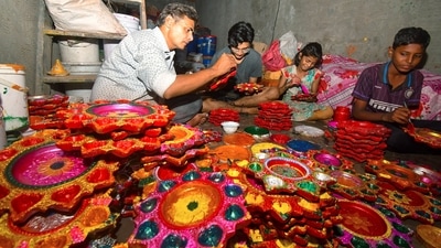 Diwali is usually celebrated 20 days after Vijayadashami, the last day of Durga Puja. The festival is just around the corner and the entire country has started gearing up for the festival of lights. (ANI) Diwali is usually celebrated 20 days after Vijayadashami, the last day of Durga Puja. The festival is just around the corner and the entire country has started gearing up for the festival of lights. (ANI)