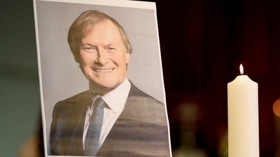 David Amess was stabbed multiple times during a constituency meeting on October 15 in Leigh-on-Sea, Essex. (REUTERS)