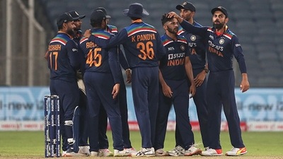 The Indian cricket team against England back in March 2021. (Getty) The Indian cricket team against England back in March 2021. (Getty)
