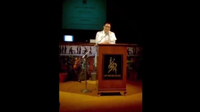 The image shows union minister Kiren Rijiju giving a speech at Delhi’s LSR College. (Koo/@kiren.rijiju)