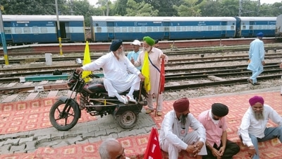 Farmers blocked railway tracks at railway station Amritsar, Punjab. Farmers blocked railway tracks at railway station Amritsar, Punjab.