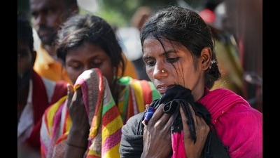Panic-stricken migrant labourers arrive from Kashmir, in Jammu, Monday. Four migrant labourers were shot dead in the Valley by the terrorists in the past two days. (PTI) Panic-stricken migrant labourers arrive from Kashmir, in Jammu, Monday. Four migrant labourers were shot dead in the Valley by the terrorists in the past two days. (PTI)