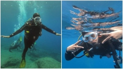 Priyanka Chopra recently took off underwater for a stress-release session and the bright smile on her face says everything about how much she loved it. On Monday, the actor made our day better with a set of pictures, fresh from underwater. Priyanka went for scuba-diving. From posing under the water to gaping at fishes, she did it all. (Instagram/@priyankachopra) Priyanka Chopra recently took off underwater for a stress-release session and the bright smile on her face says everything about how much she loved it. On Monday, the actor made our day better with a set of pictures, fresh from underwater. Priyanka went for scuba-diving. From posing under the water to gaping at fishes, she did it all. (Instagram/@priyankachopra)