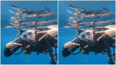 Priyanka Chopra, in her scuba diving gear, posed under the water. (Instagram/@priyankachopra) Priyanka Chopra, in her scuba diving gear, posed under the water. (Instagram/@priyankachopra)