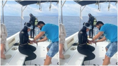 Priyanka’s sister Parineeti Chopra is often seen going for diving expeditions. She dropped the most adorable comment on Priyanka’s pictures. She wrote, “Yayyy. So happy you’re joining the wild side.” (Instagram/@priyankachopra) Priyanka’s sister Parineeti Chopra is often seen going for diving expeditions. She dropped the most adorable comment on Priyanka’s pictures. She wrote, “Yayyy. So happy you’re joining the wild side.” (Instagram/@priyankachopra)