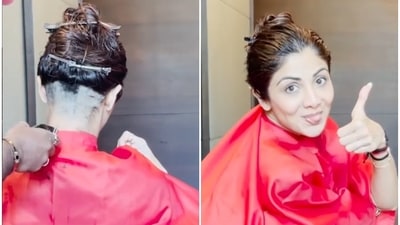 Shilpa Shetty got a buzzed undercut. Shilpa Shetty got a buzzed undercut.